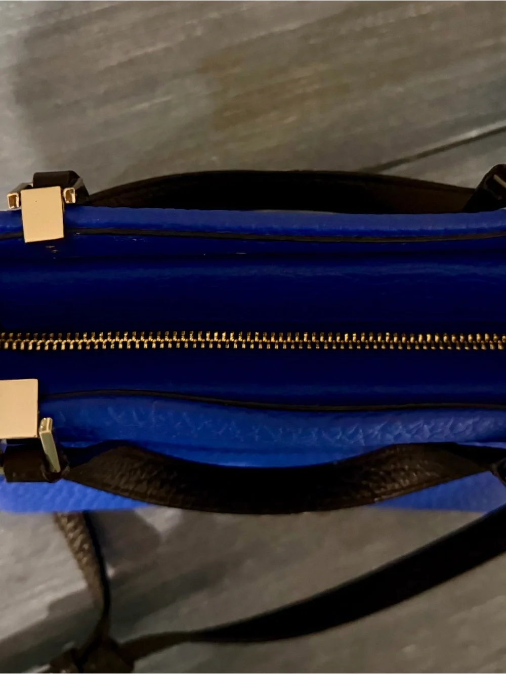 kate spade Two-Tone Royal Blue and Cream Leather Satchel with Black Accents